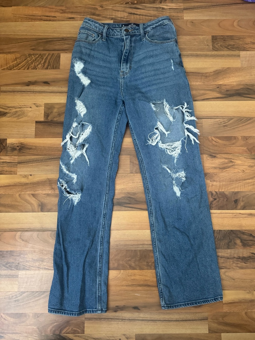 Hollister Distressed Straight-Leg Blue Jeans